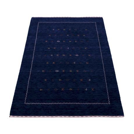 Blue And White Modern Design Hand Loomed Wool Area Rug
