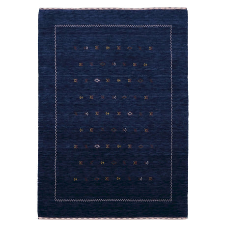 Blue And White Modern Design Hand Loomed Wool Area Rug