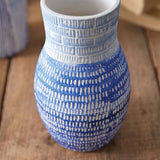 Blue and White Textured Ceramic Vase-vase-Parc Decor