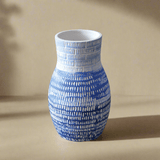 Blue and White Textured Ceramic Vase-vase-Parc Decor
