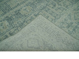 Blue, Beige and Silver 8x10 Hand Knotted Tribal Design wool area rug