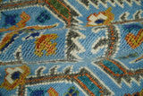 Blue, Brown and Beige Hand Knotted Wool Antique Vintage Style wool Area Rug
