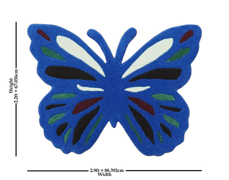 Blue Butterfly Hand Tufted 2x3 Wool Area Rug
