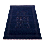 Blue Center Pattern Hand Loomed Wool Area Rug