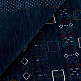 Blue Center Pattern Hand Loomed Wool Area Rug