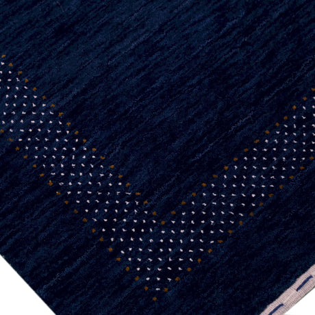 Blue Center Pattern Hand Loomed Wool Area Rug