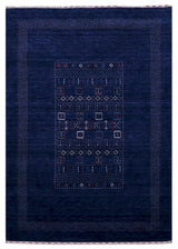 Blue Center Pattern Hand Loomed Wool Area Rug