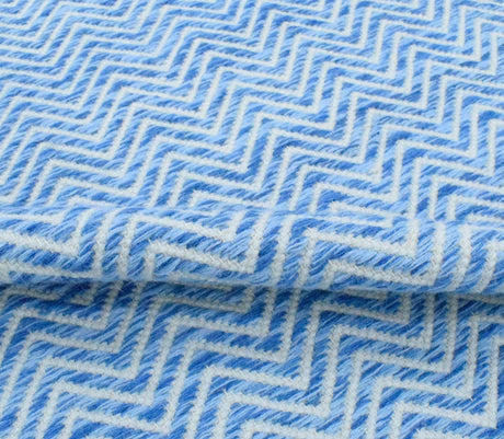 Blue Chevron Pattern Dhurrie Wool Area Rug