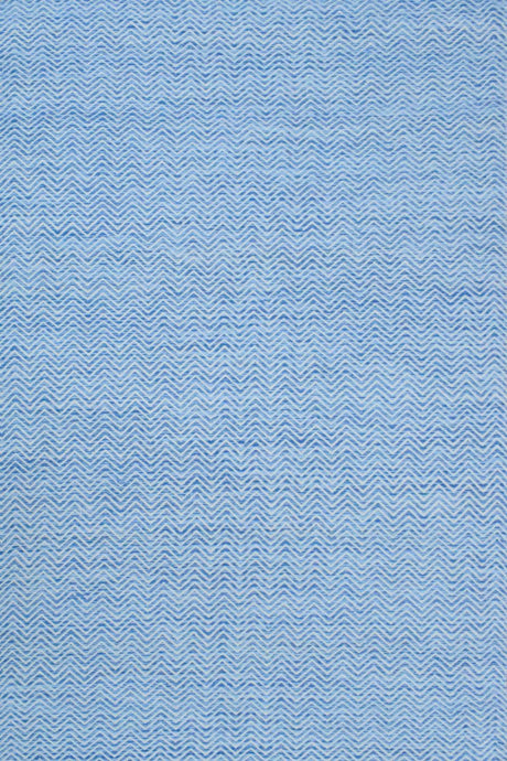 Blue Chevron Pattern Dhurrie Wool Area Rug