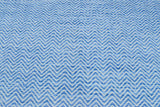 Blue Chevron Pattern Dhurrie Wool Area Rug