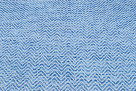 Blue Chevron Pattern Dhurrie Wool Area Rug