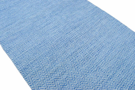 Blue Chevron Pattern Dhurrie Wool Area Rug