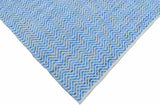 Blue Chevron Pattern Dhurrie Wool Area Rug