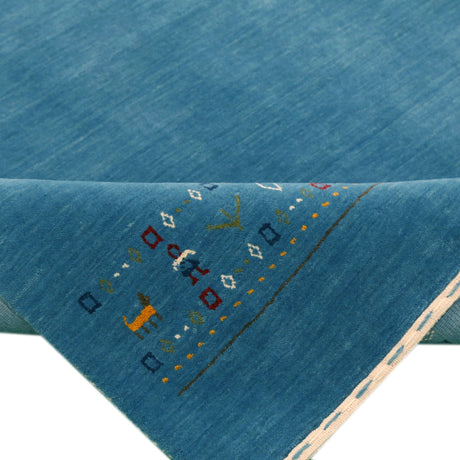 Blue Contemporary Design Hand Loomed Wool Area Rug