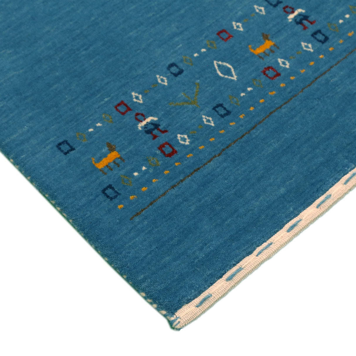 Blue Contemporary Design Hand Loomed Wool Area Rug
