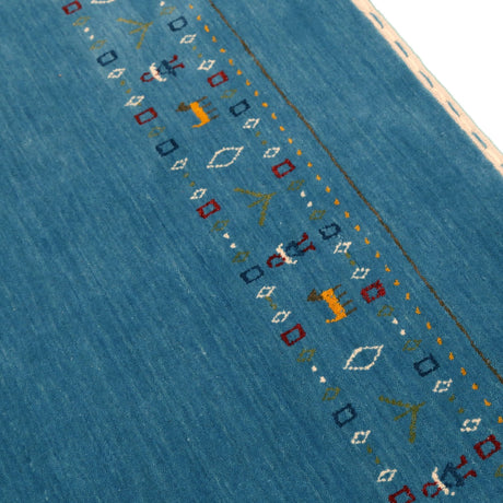 Blue Contemporary Design Hand Loomed Wool Area Rug