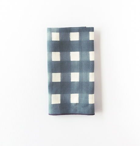 Blue Cross-Hatch Napkins-Napkins-Parc Decor