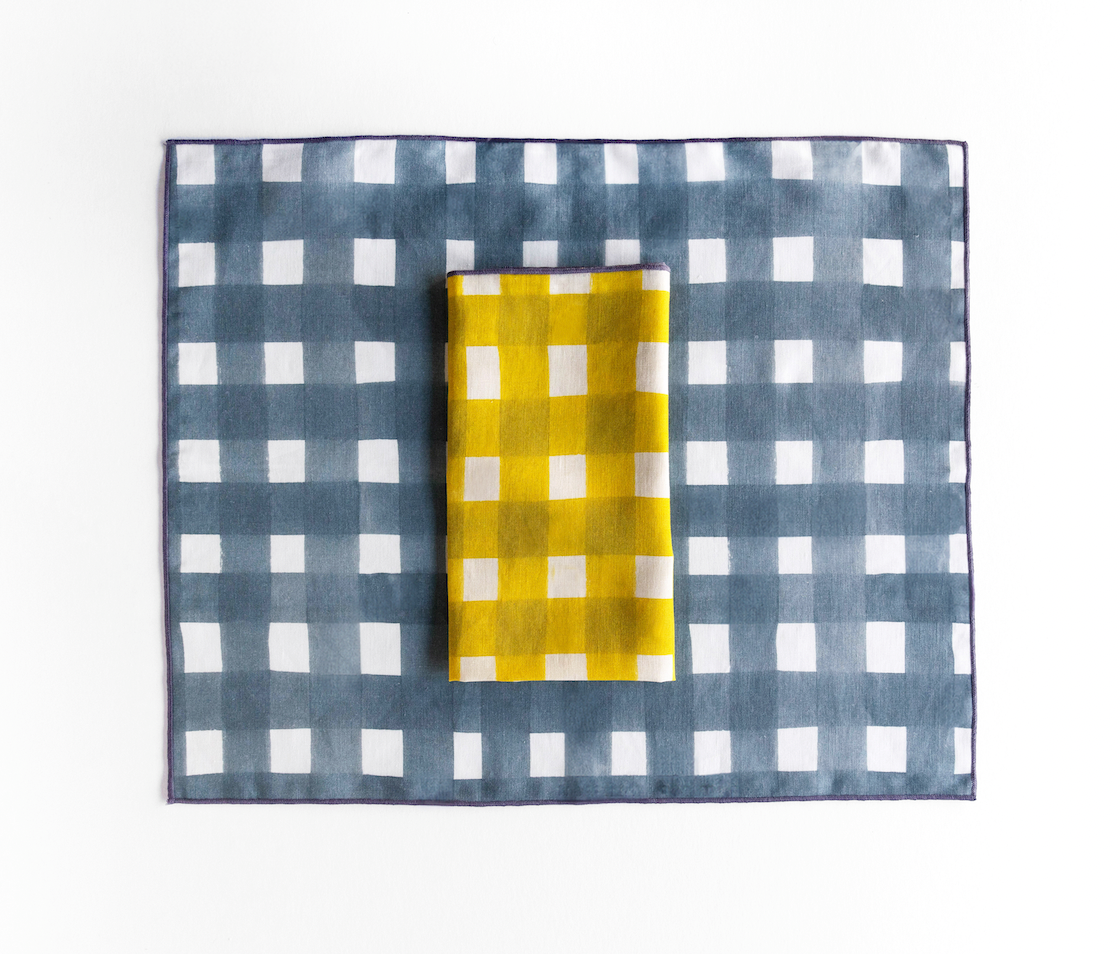 Blue Cross Hatch Placemat-Placemats-Parc Decor