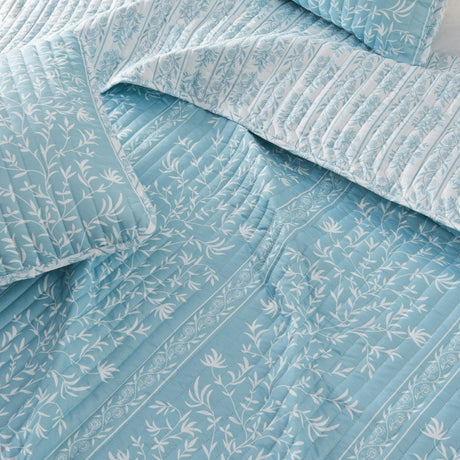 Blue Floral Quilt Set - Senna Collection-Parc Decor