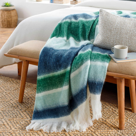 Blue Green White Fleece Throw Blanket-Throw Blankets-Parc Decor
