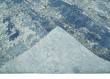 Blue, Ivory and Gray Modern Abstract 6x9 Hand Loomed Blended wool and Art silk Area Rug