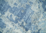 Blue, Ivory and Gray Modern Abstract 6x9 Hand Loomed Blended wool and Art silk Area Rug-Area Rug-Parc Decor