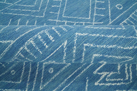 Blue Modern Contemporary Hand Tufted Wool Area Rug