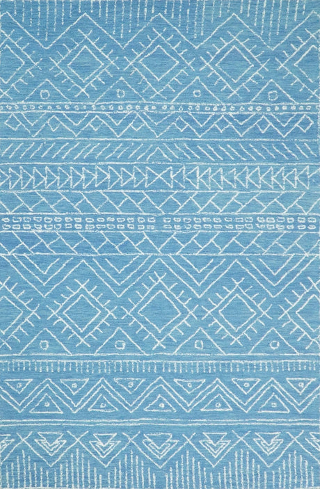 Blue Modern Contemporary Hand Tufted Wool Area Rug