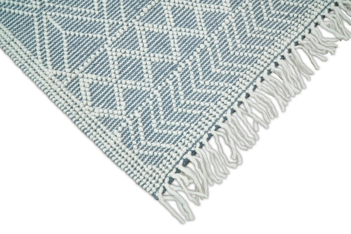 Blue Modern Contemporary Hand Woven Wool Area Rug