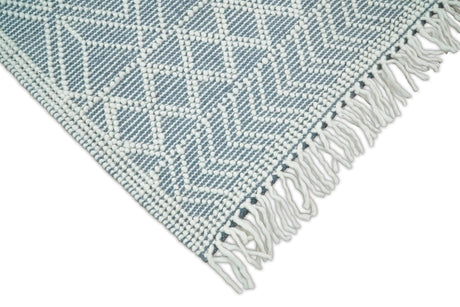 Blue Modern Contemporary Hand Woven Wool Area Rug