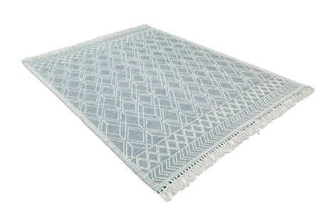 Blue Modern Contemporary Hand Woven Wool Area Rug