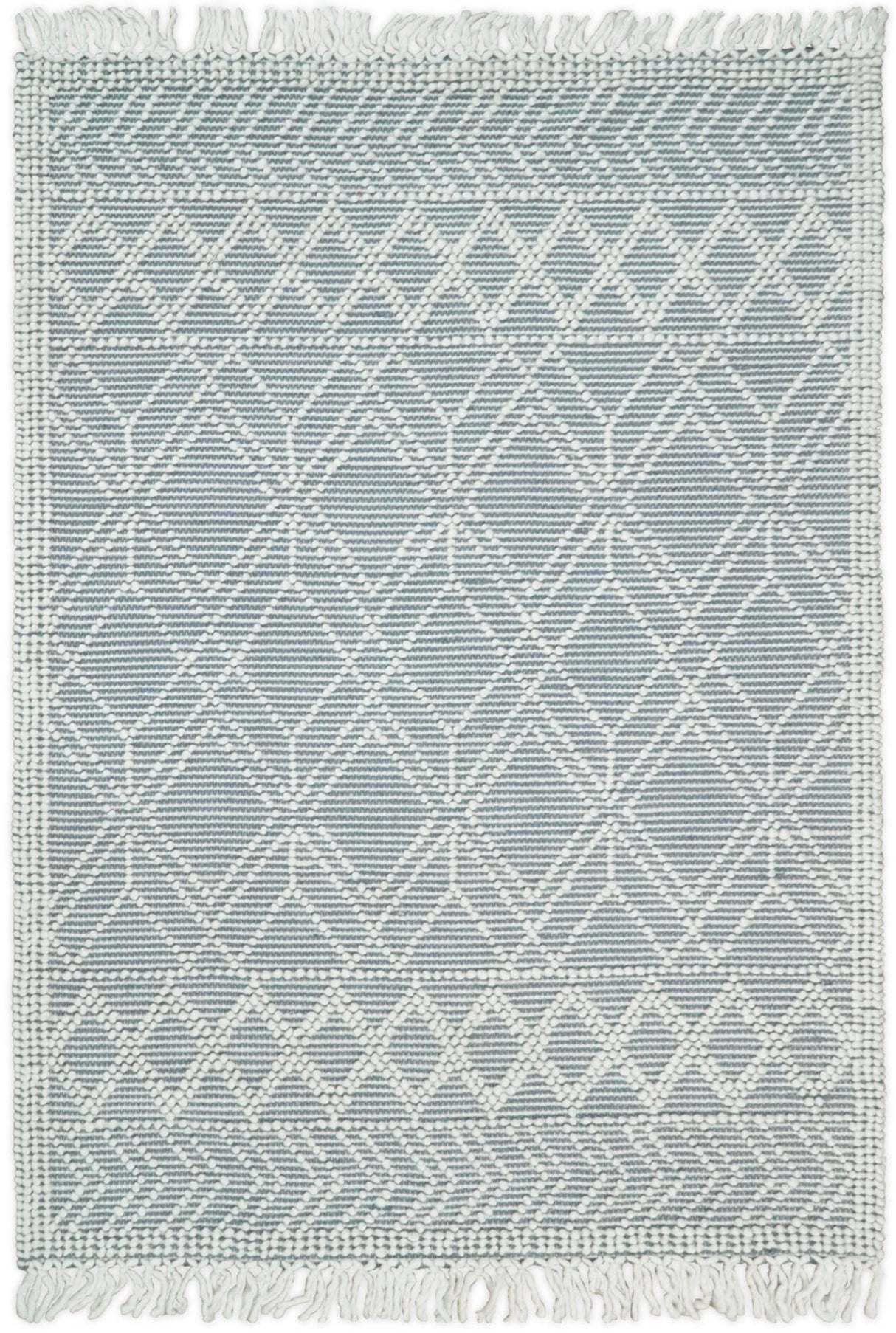Blue Modern Contemporary Hand Woven Wool Area Rug