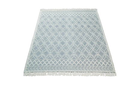 Blue Modern Contemporary Hand Woven Wool Area Rug