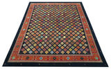 Blue Modern Geometrical Design 9x12 Hand Knotted wool Area Rug