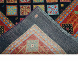 Blue Modern Geometrical Design 9x12 Hand Knotted wool Area Rug