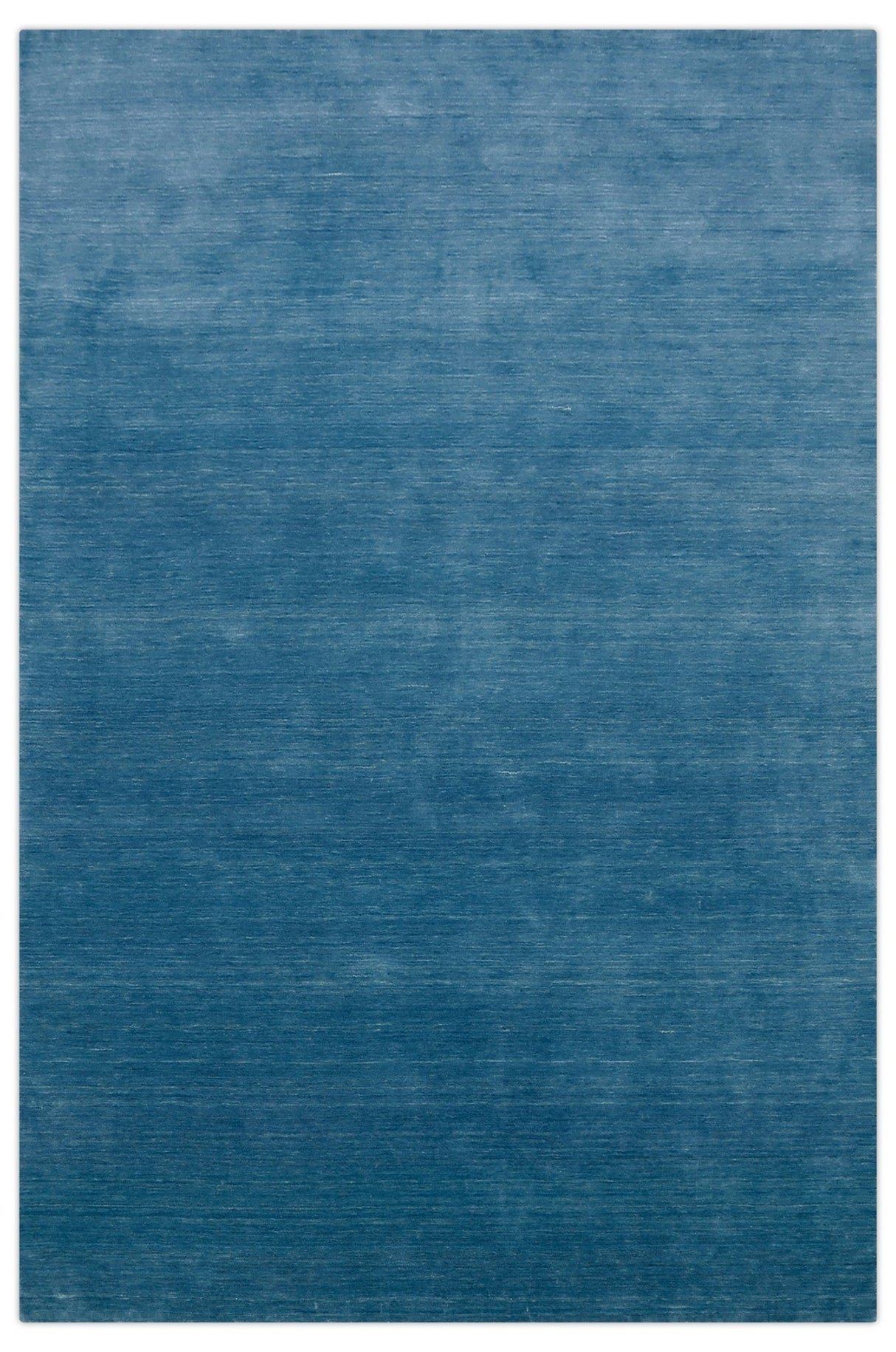 Blue Modern Solid Design Hand Loomed Wool Area Rug