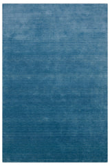 Blue Modern Solid Design Hand Loomed Wool Area Rug
