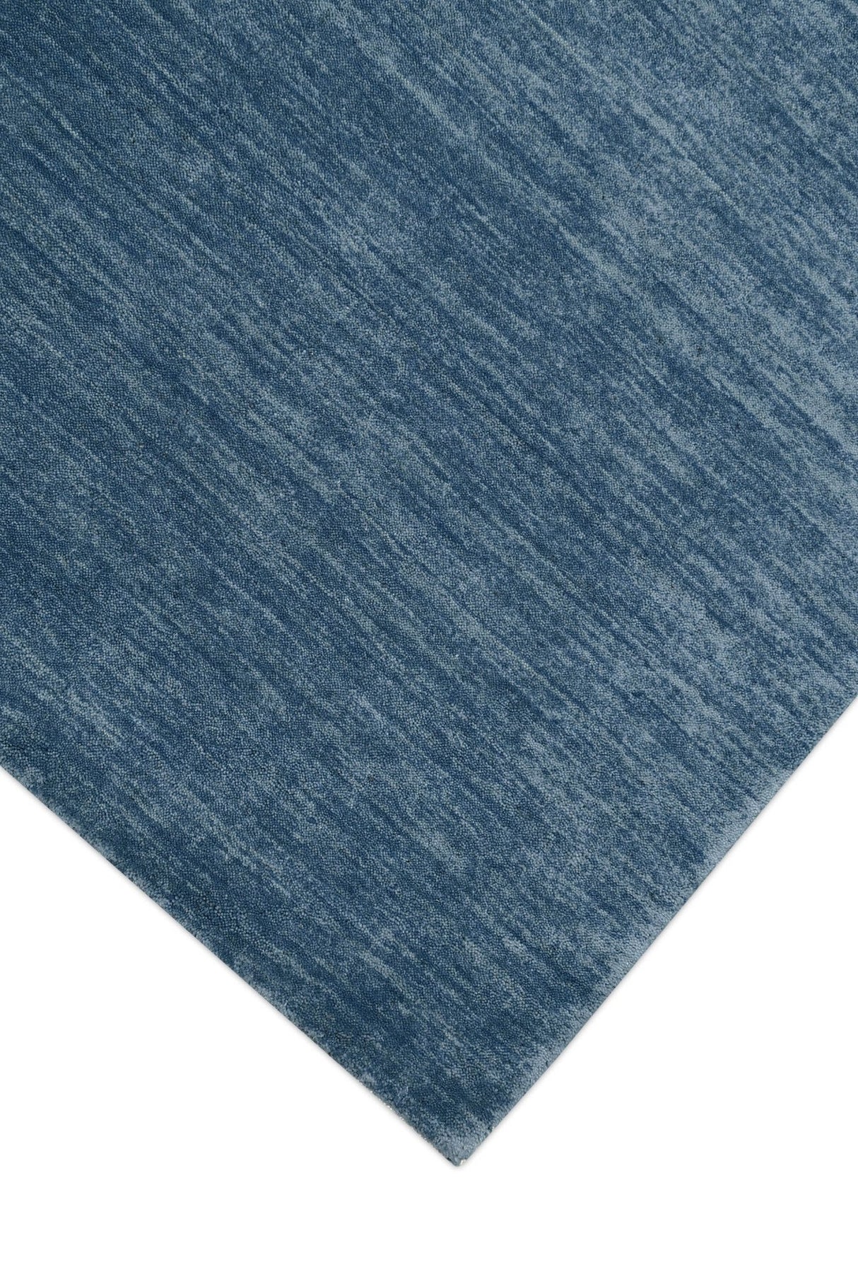 Blue Modern Solid Design Hand Loomed Wool Area Rug