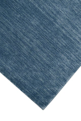 Blue Modern Solid Design Hand Loomed Wool Area Rug
