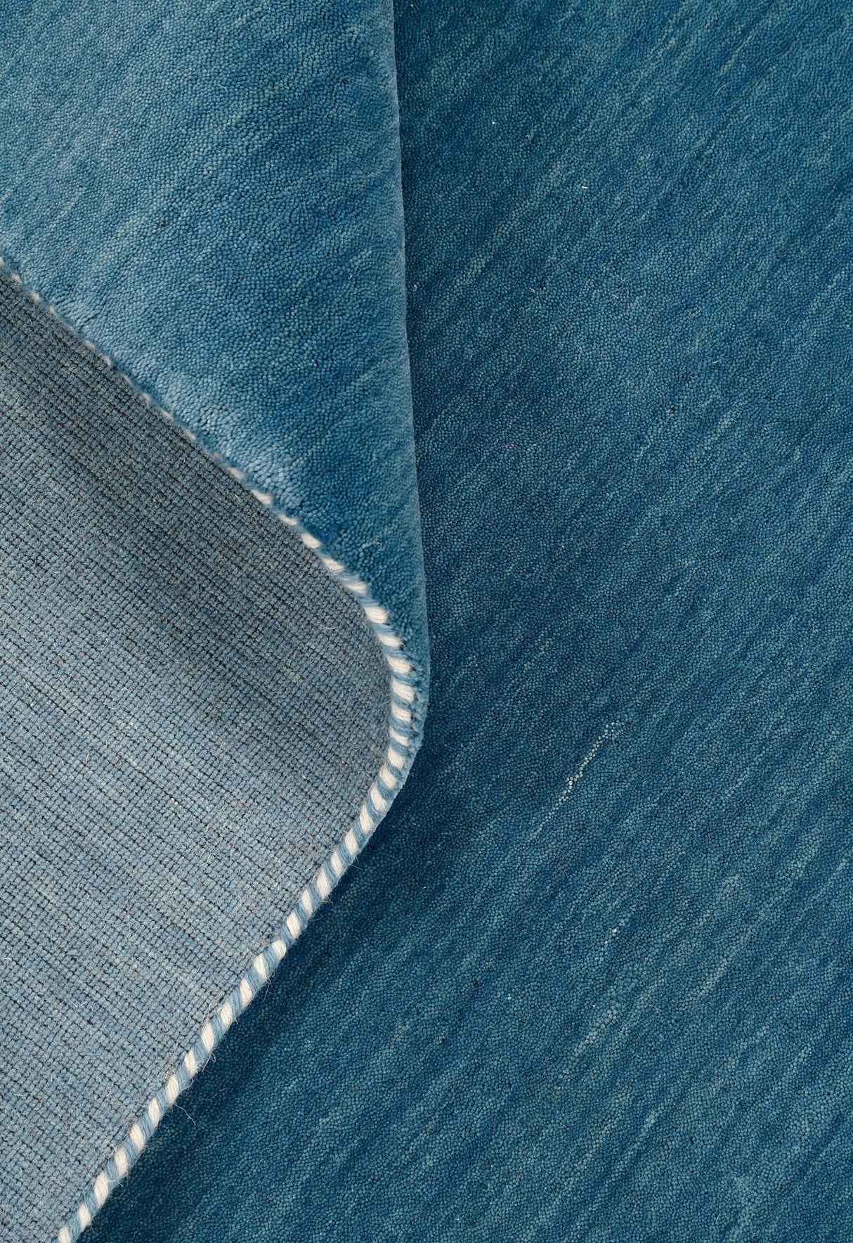 Blue Modern Solid Design Hand Loomed Wool Area Rug