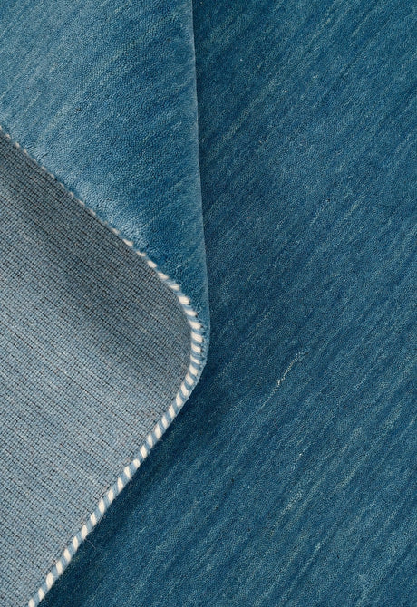 Blue Modern Solid Design Hand Loomed Wool Area Rug