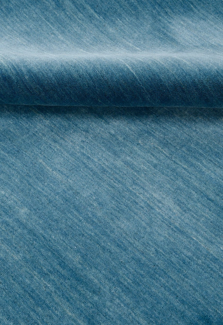 Blue Modern Solid Design Hand Loomed Wool Area Rug