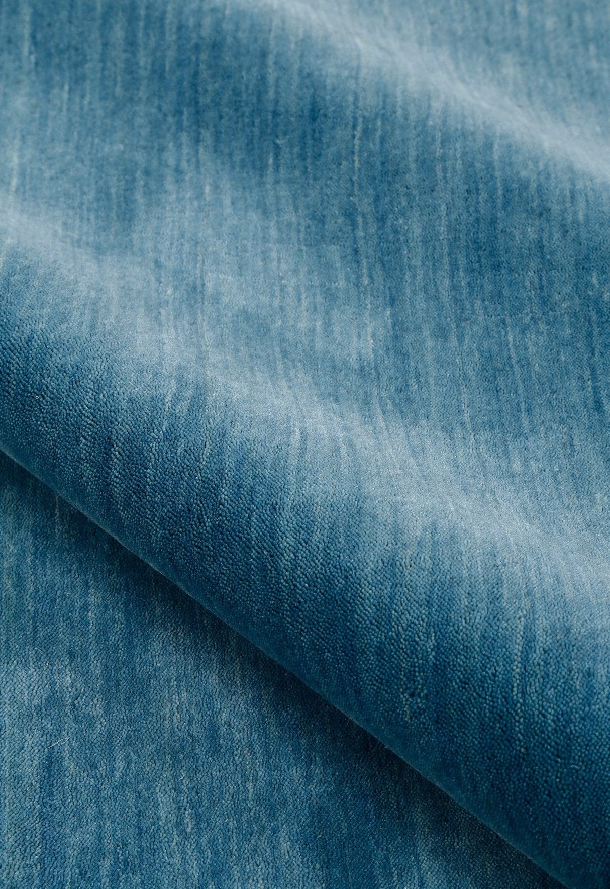 Blue Modern Solid Design Hand Loomed Wool Area Rug