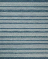 Blue Modern Stripes Pattern Hand Tufted Wool Area Rug