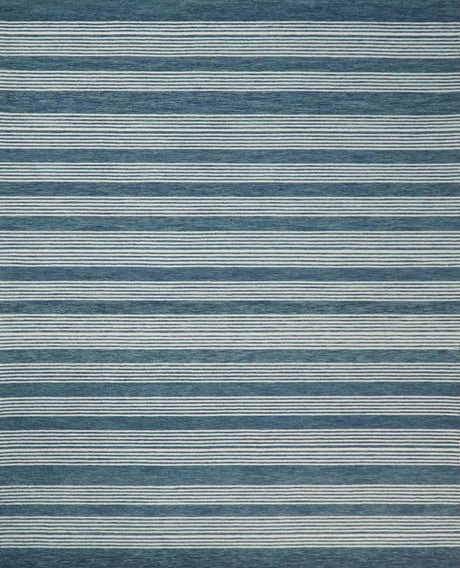 Blue Modern Stripes Pattern Hand Tufted Wool Area Rug