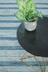 Blue Modern Stripes Pattern Hand Tufted Wool Area Rug