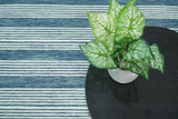 Blue Modern Stripes Pattern Hand Tufted Wool Area Rug