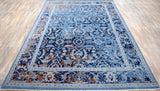 Blue Modern Style Hand Knotted Wool 5.6x8.6 Area Rug