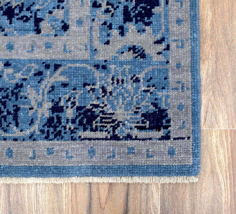 Blue Modern Style Hand Knotted Wool 5.6x8.6 Area Rug