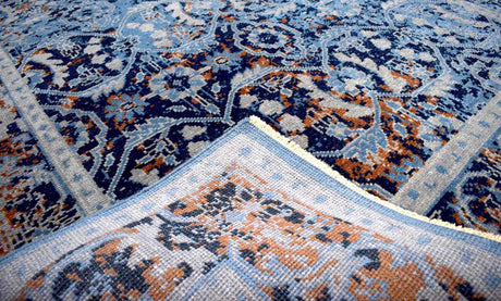 Blue Modern Style Hand Knotted Wool 5.6x8.6 Area Rug